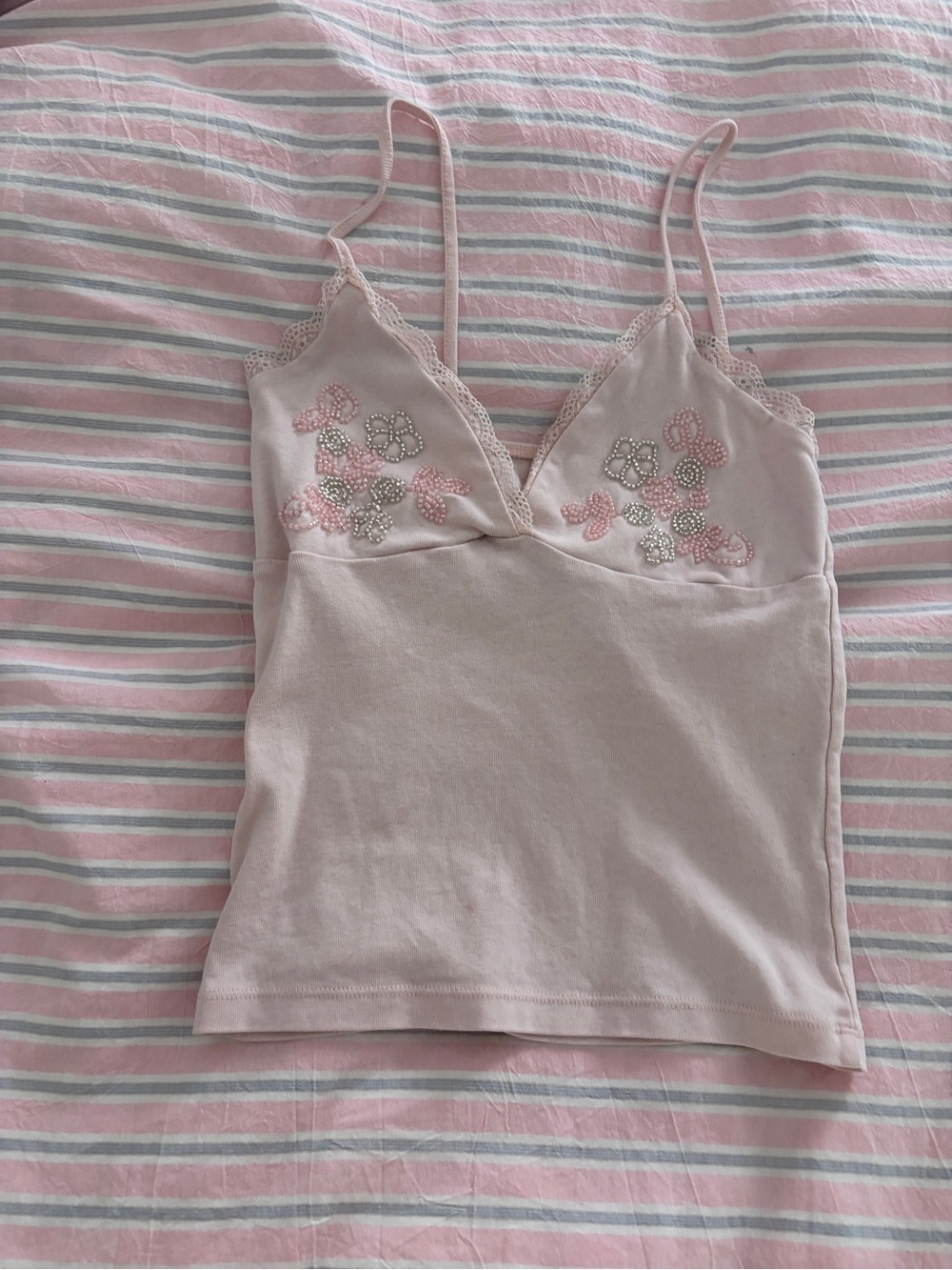 Subdued pink cami top beaded size M